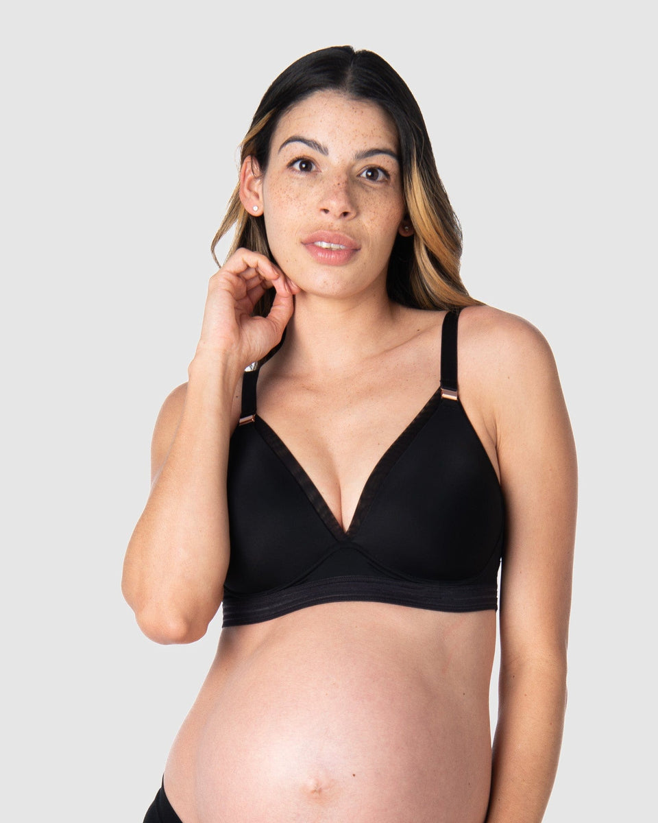 Large African American Pregnant Woman Bra Panties Stock Photo by