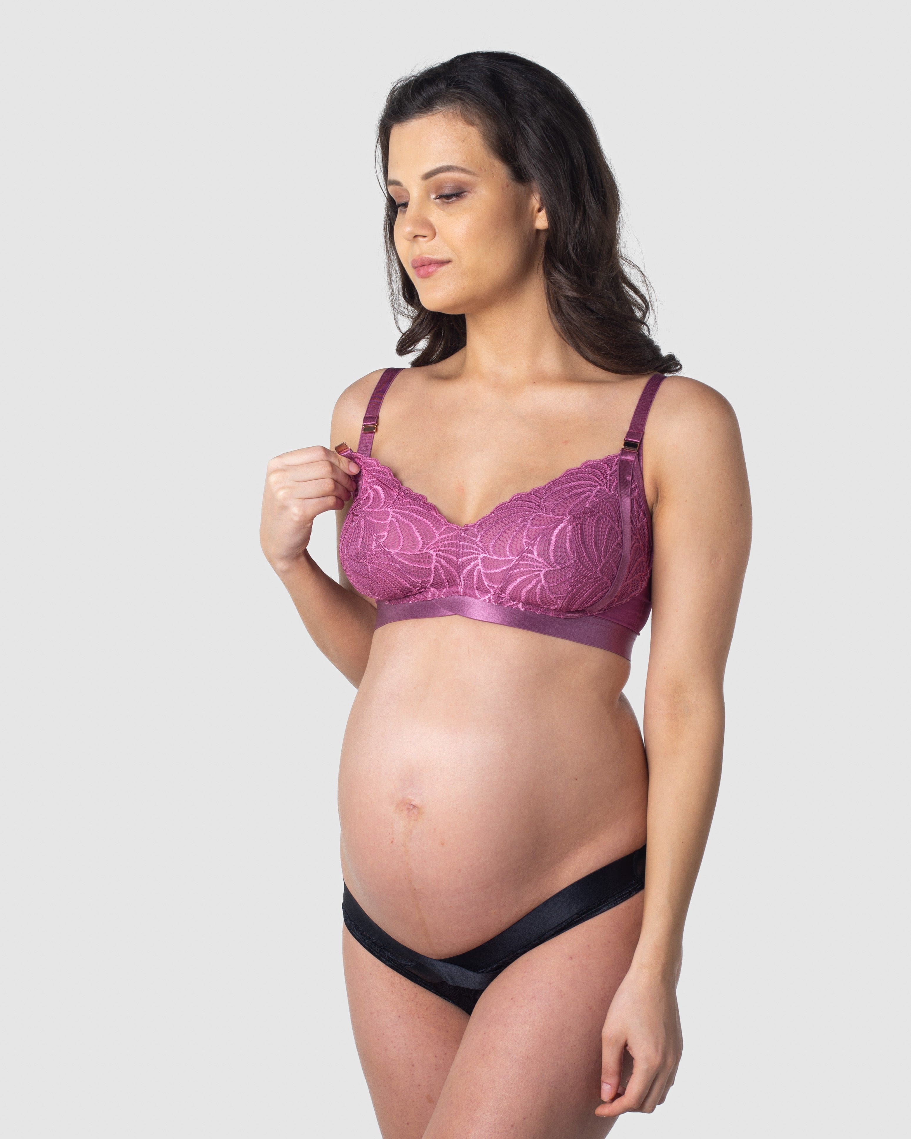Cotton Nursing Bra Maternity Pregnancy Sports Nursing Breast Feeding Bras,  Size:75C(Purple)