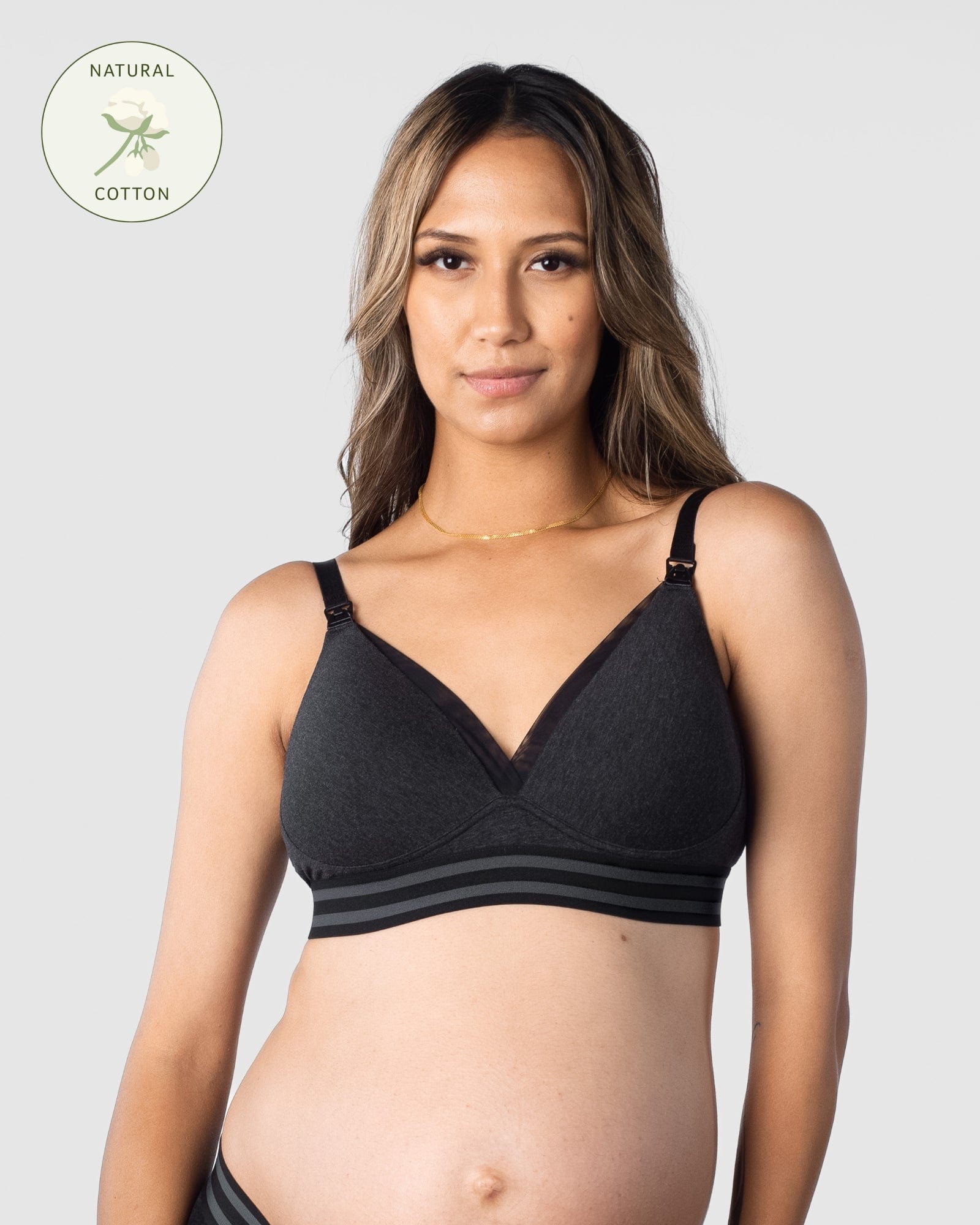 HOTMILK US ELEVATE COTTON BLACK T-SHIRT NURSING MATERNITY BRA - WIREFREE