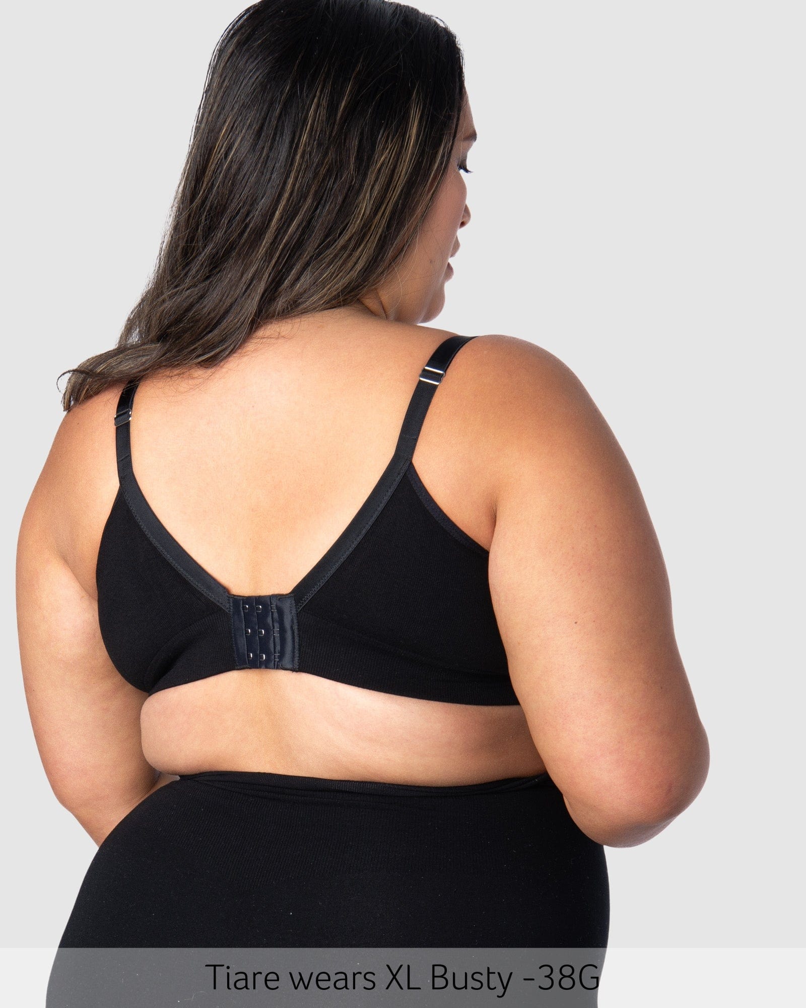 Back Of Caress Bamboo Wirefree Nursing Bra in Black