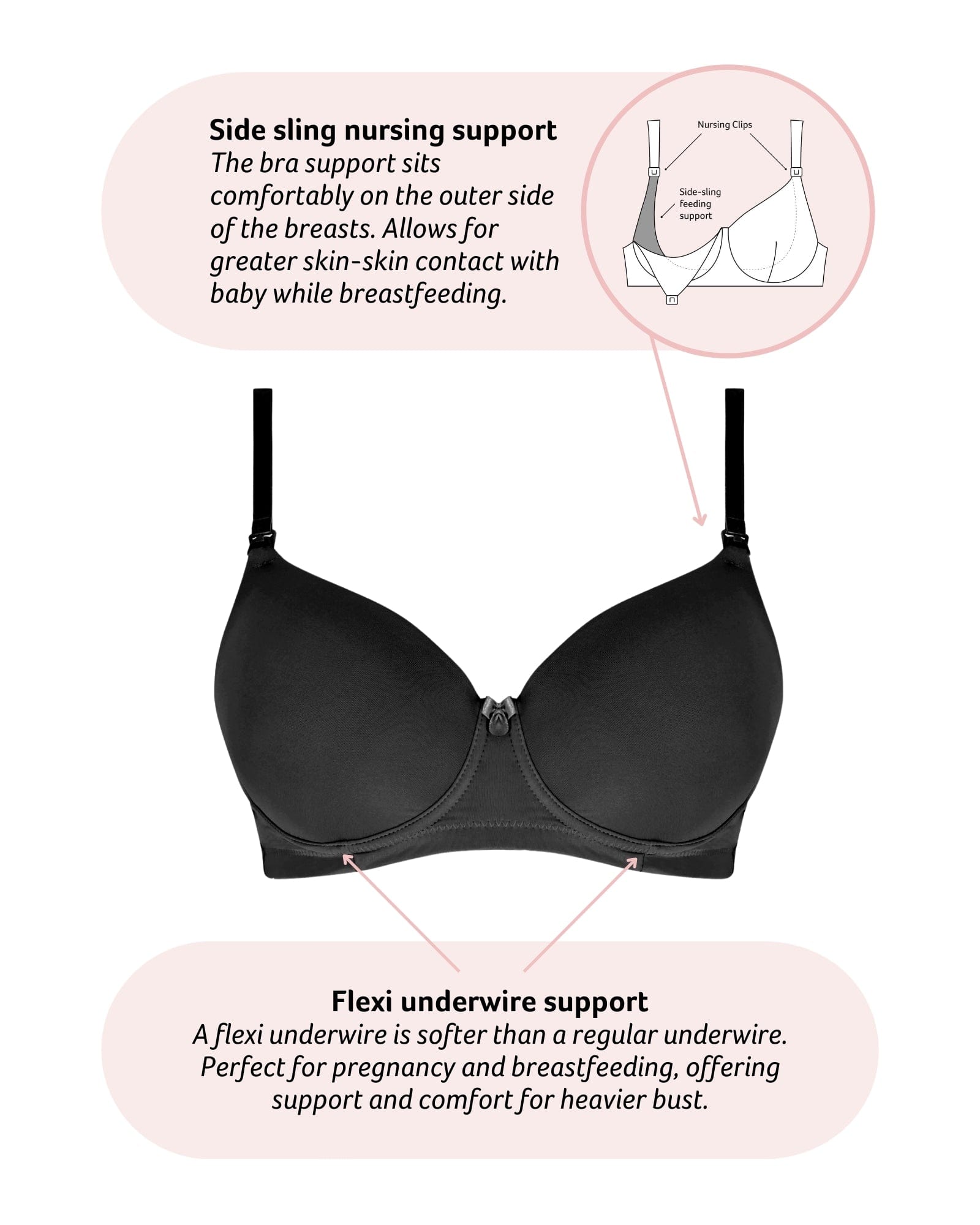 Technical features of Forever Yours Flexiwire Contour Nursing Bra in Black