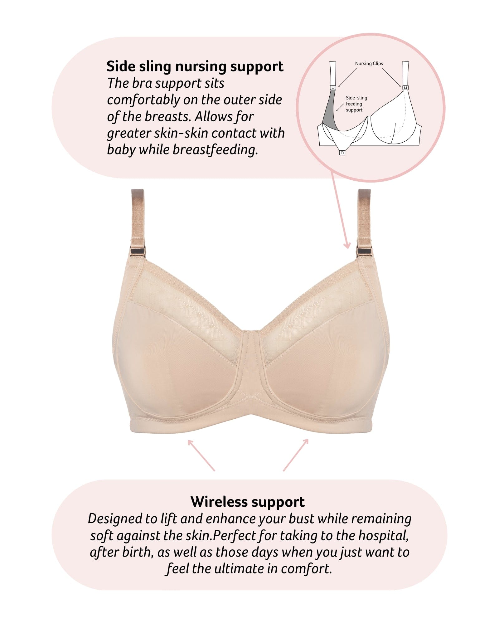 Technical features on Lunar Eclipse Nursing Bra - Cashmere