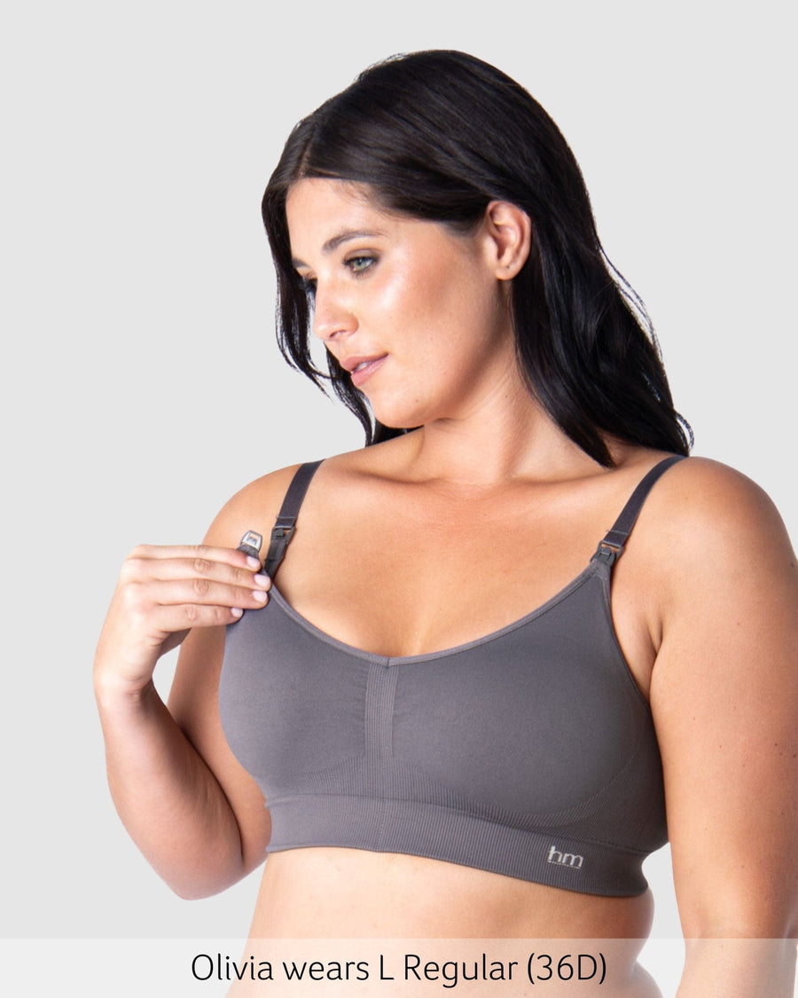 Nursing clip on My Necessity Wirefree Nursing Bra in Slate