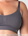 CLose up of My Necessity Wirefree Nursing Bra in Slate