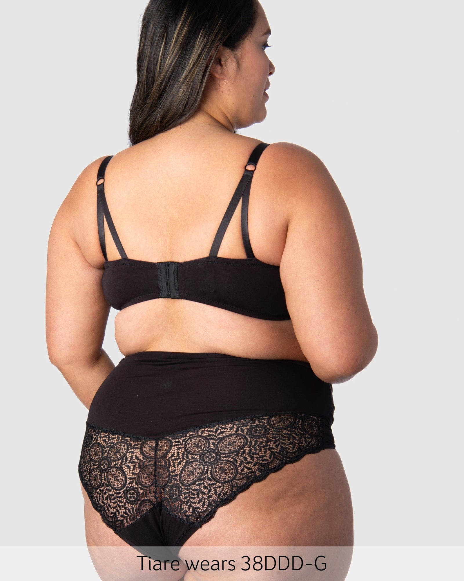 Back of Serenity Wirefree Bamboo Nursing Bra in Black