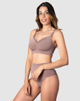 Serenity Bamboo Wirefree Maternity Bra matched with Serenity Hi Brief in Mocha