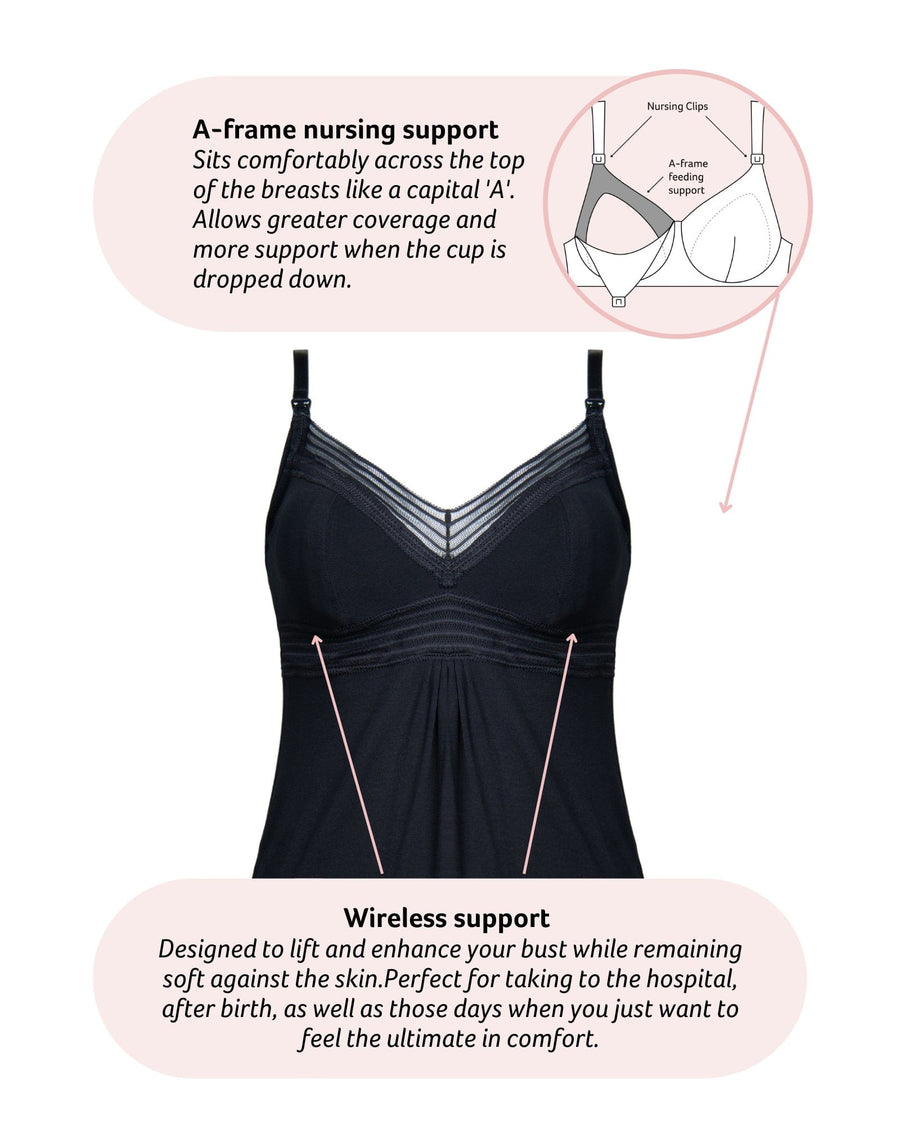 Technical features of Dream Nursing Nightie Wirefree in Black