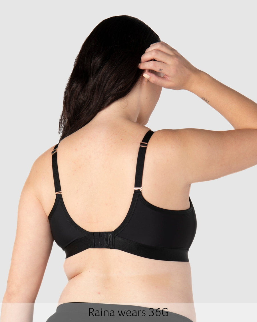 Back of Flawless Wirefree Nursing Bra - Black