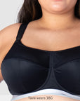 Close up of Reactivate Sports Nursing Bra with Flexi Underwire in Black 