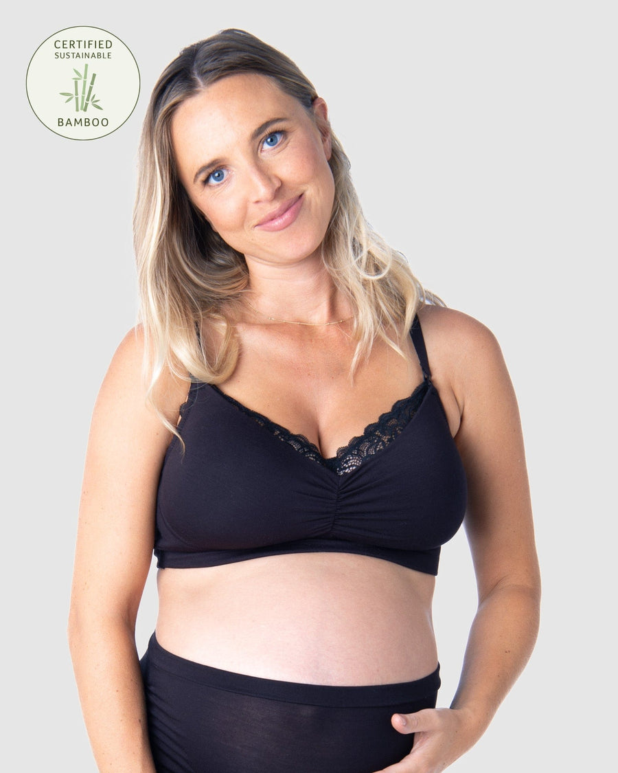 Maternity Wirefree Cotton Nursing Bra; Style: TLMAT080 - Black