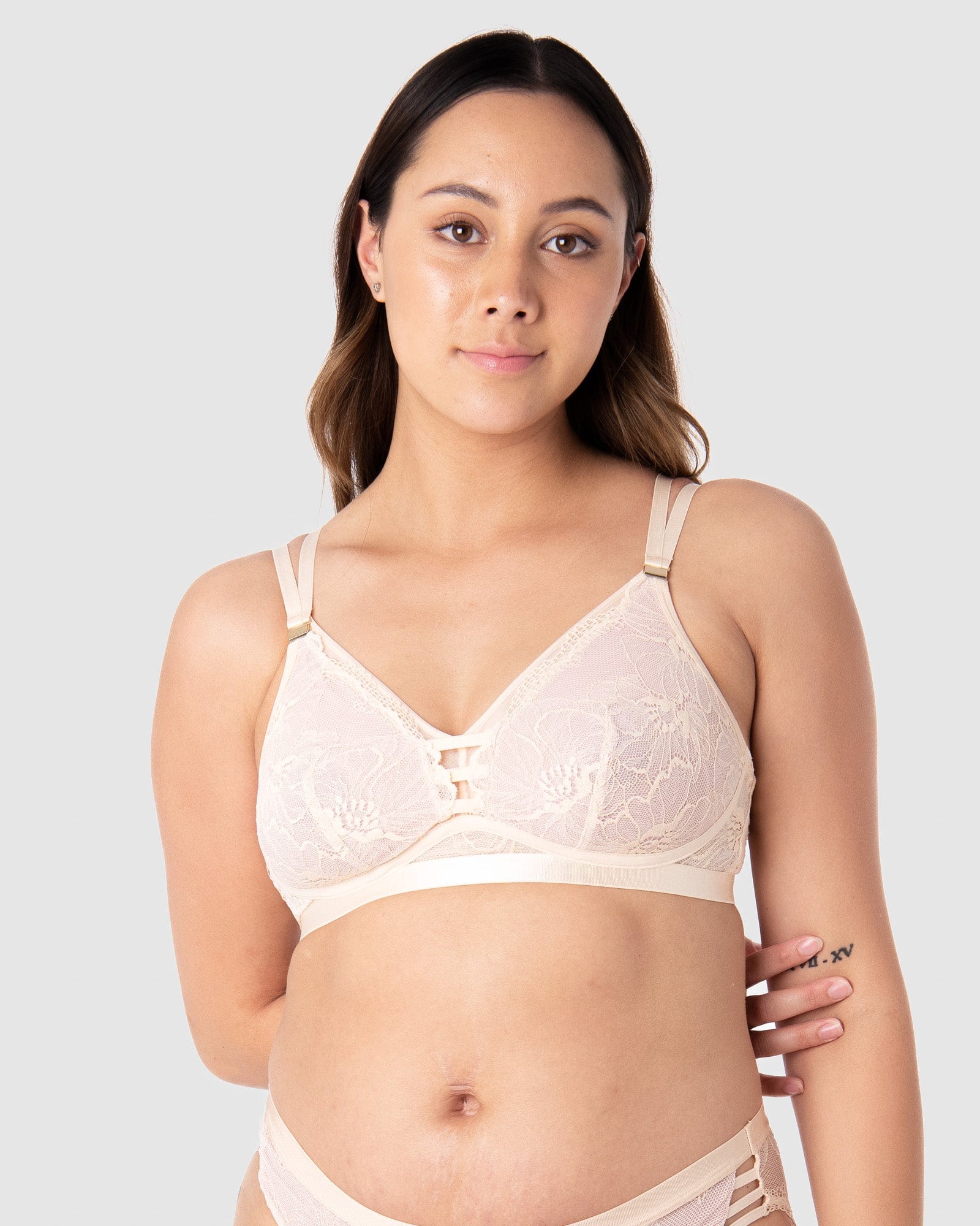 HOTMILK US TRUE LUXE CAMEO MULTI-FIT NURSING MATERNITY BRA - WIREFREE MATCHED WITH TRUE LUXE MATERNITY CAMEO BIKINI BRIEF