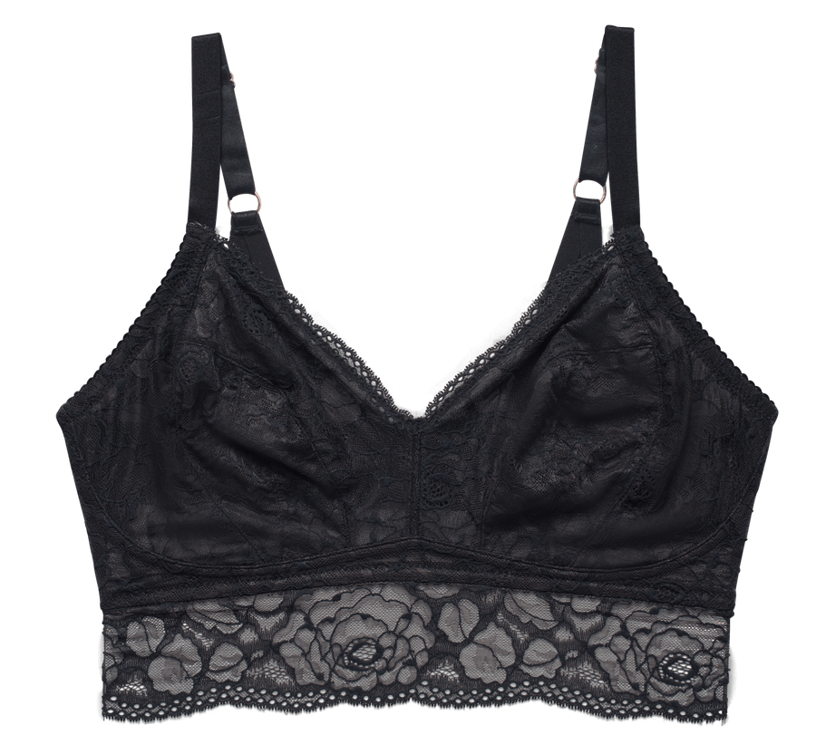 Black Ribbed Bralet Silicone Adhesive Bra Cups Plus Size Maternity Black  Lace Bralette Top Clear Low Back Bra Converte : : Fashion